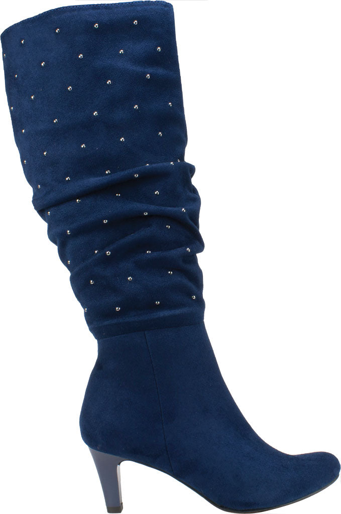 Rialto Women's Canoe Stud Trim Ruched Boots Blue Size 9 M