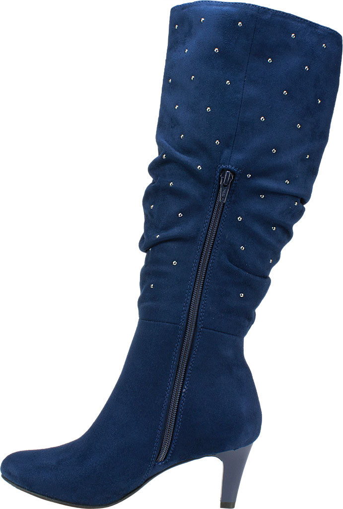 Rialto Women's Canoe Stud Trim Ruched Boots Blue Size 9 M