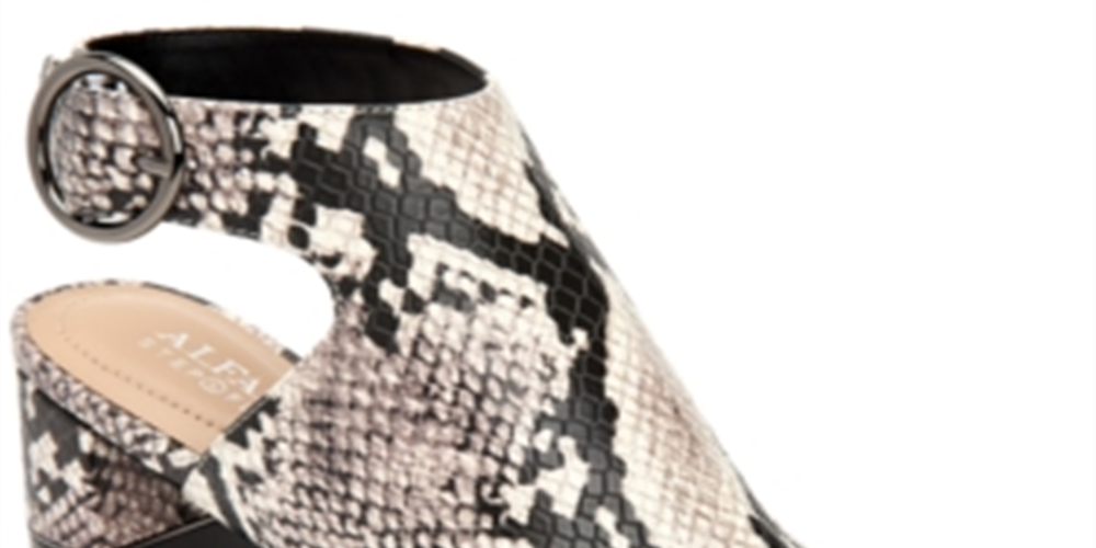 Alfani Women's Floriss Block Heel Shooties Snake White 8.5M