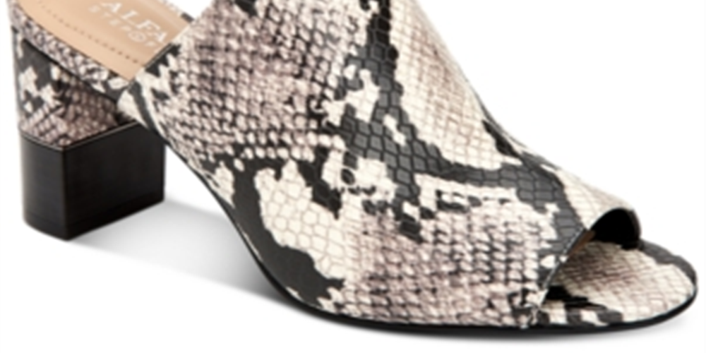 Alfani Women's Floriss Block Heel Shooties Snake White 8.5M