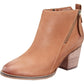 Aqua College Womens Brown Western Style Cushioned Waterproof Zipper Accent Nancy Almond Toe Stacked Heel Zip-up Leather Booties 8 M