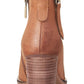 Aqua College Womens Brown Western Style Cushioned Waterproof Zipper Accent Nancy Almond Toe Stacked Heel Zip-up Leather Booties 8 M