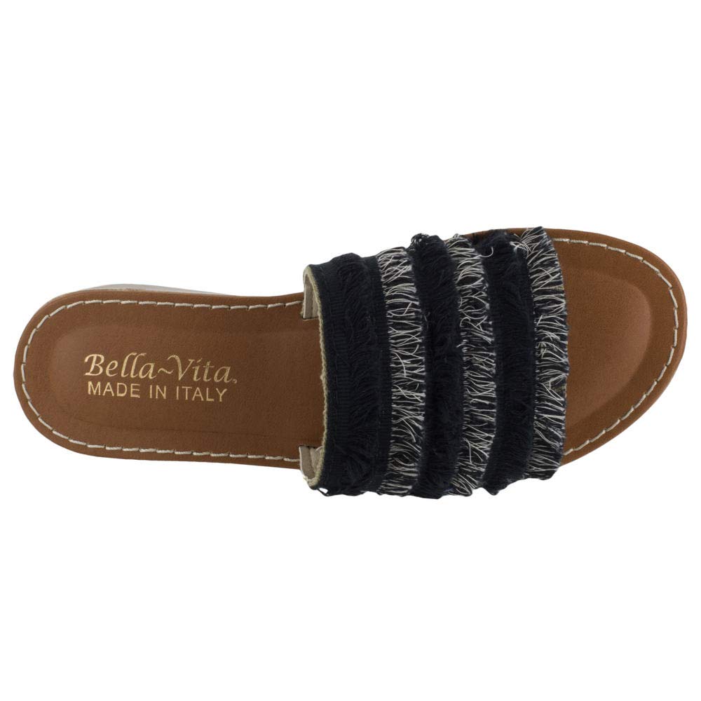 Bella Vita Womens Abi Italy Fabric Open Toe Casual Slide Sandals Black Size 10 M