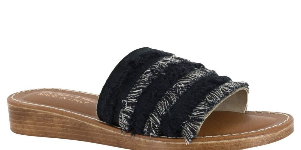 Bella Vita Womens Abi Italy Fabric Open Toe Casual Slide Sandals Black Size 10 M