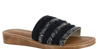 Bella Vita Womens Abi Italy Fabric Open Toe Casual Slide Sandals Black Size 10 M