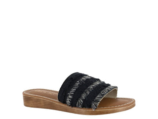 Bella Vita Womens Abi Italy Fabric Open Toe Casual Slide Sandals Black Size 10 M