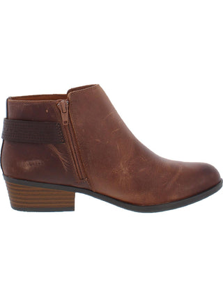 Clarks Women's Addiy Kara Leather Block Heel Ankle Boots Tan Brown Size 6 M