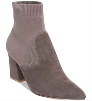 Steve Madden Women's Stretch Remy Sock Pointed Toe Block Heel Dress Booties Gray Size 6 M