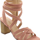 XOXO Women's Eden Faux Suede Strappy Dress Pink Size 9