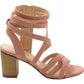 XOXO Women's Eden Faux Suede Strappy Dress Pink Size 9