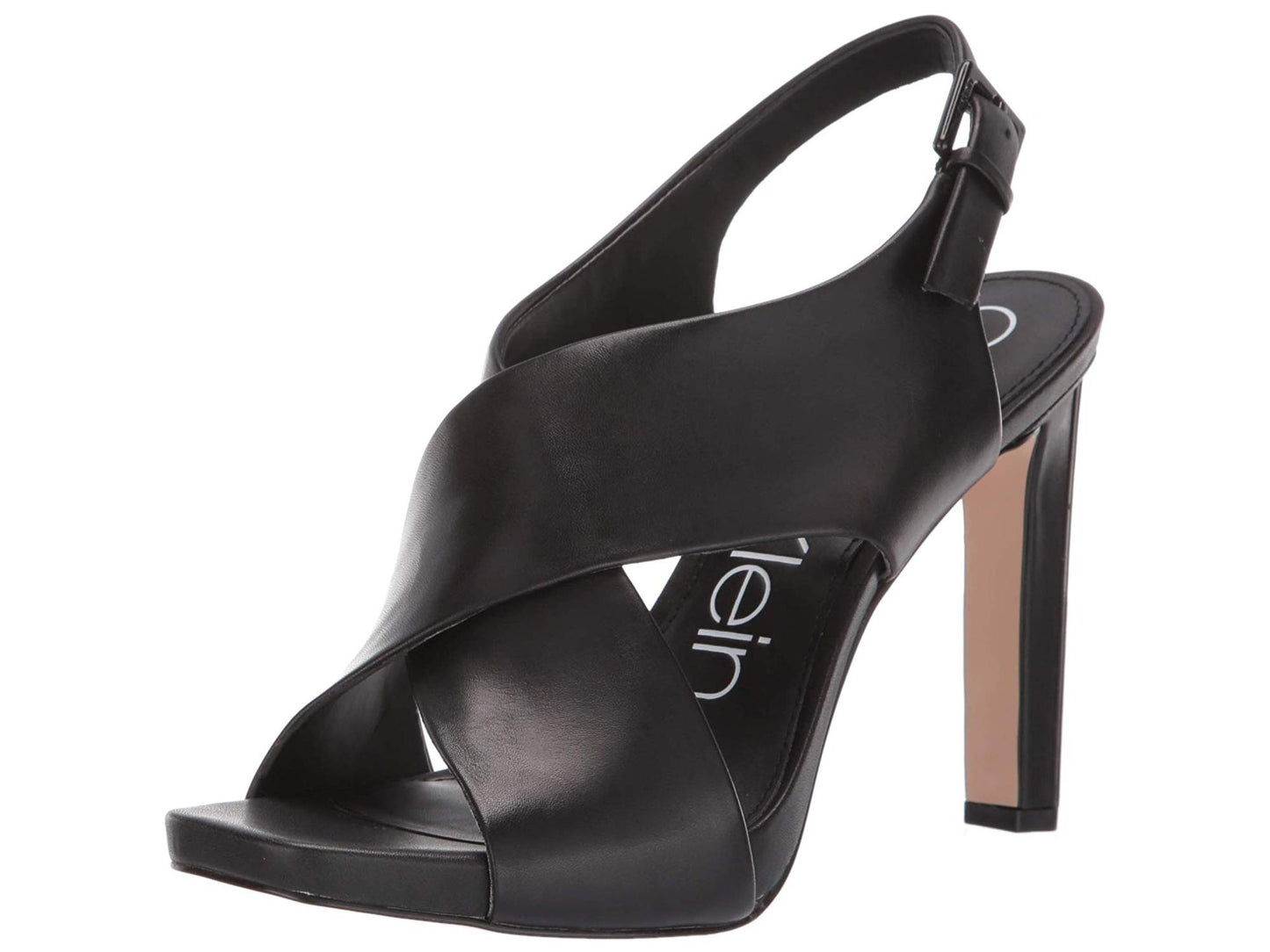 Calvin Klein Women's Myra Leather Pumps Heel Sandals Black Size 7.5 M