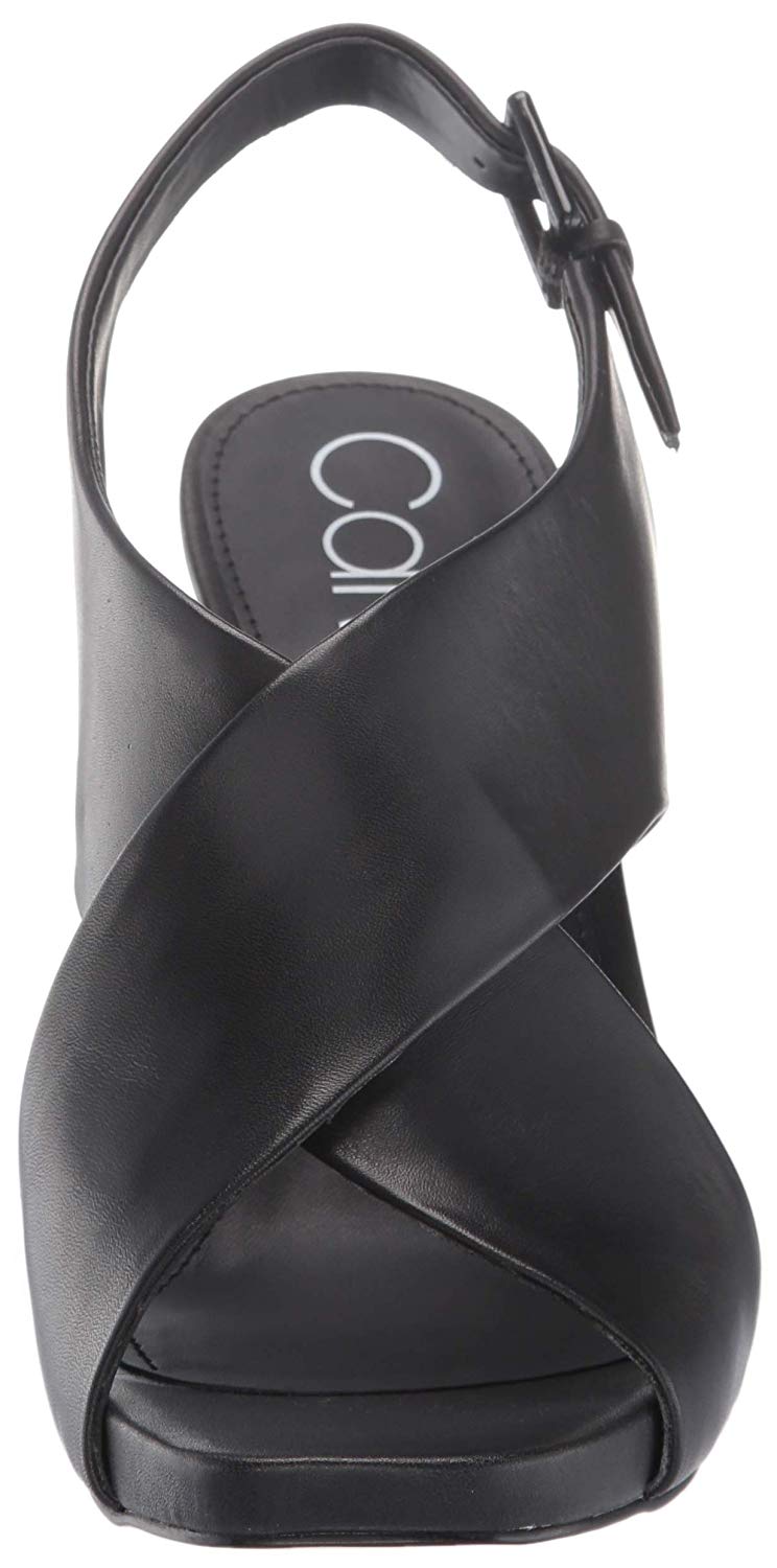 Calvin Klein Women's Myra Leather Pumps Heel Sandals Black Size 7.5 M