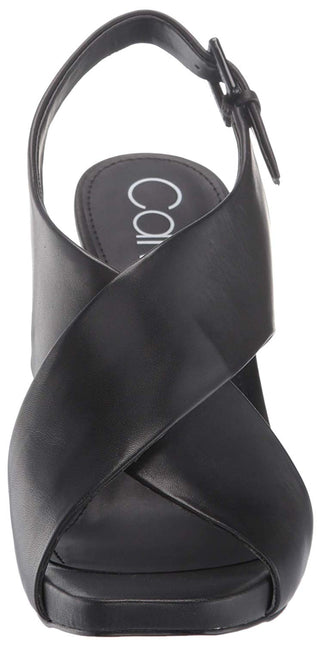Calvin Klein Women's Myra Leather Pumps Heel Sandals Black Size 7.5 M