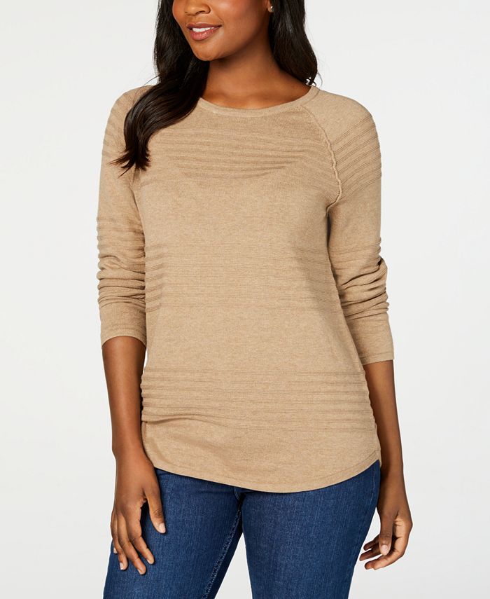 Karen Scott Women's Ribbed Cotton Pullover Sweater Brown Size X-Small