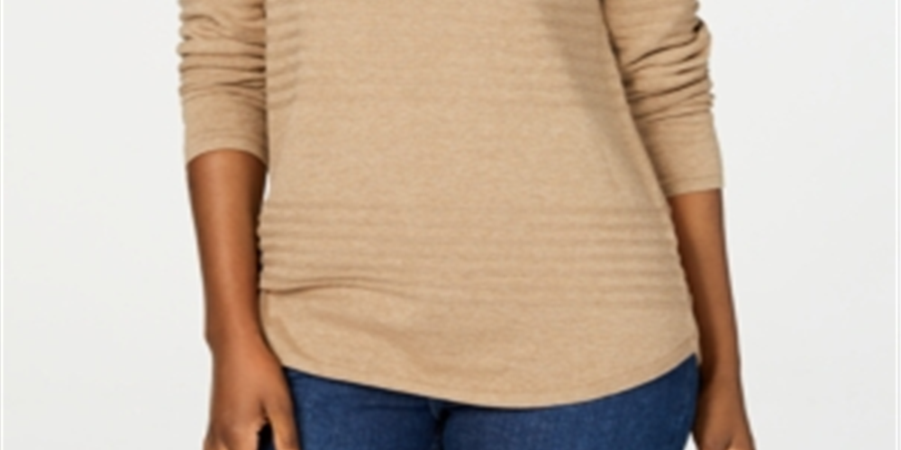 Karen Scott Women's Ribbed Cotton Pullover Sweater Brown Size X-Small