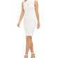 Calvin Klein Women's Zippered Sleeveless Keyhole Above the Knee Body Con Evening Dress White Size 16