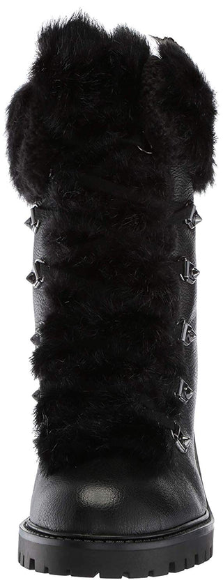 Guess Women's Galway Leather Round Toe Ankle Combat Boots Black Multi  Size 7 M