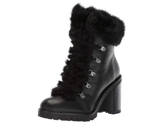 Guess Women's Galway Leather Round Toe Ankle Combat Boots Black Multi  Size 7 M