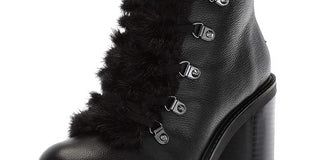 Guess Women's Galway Leather Round Toe Ankle Combat Boots Black Multi  Size 7 M