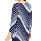 JM Collection Women's Swirl-Print 3/4-Sleeve T-Shirt Blue Size Small