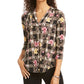Charter Club Women's Floral V Neck Top Black Size Small