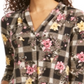 Charter Club Women's Floral V Neck Top Black Size Small