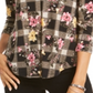 Charter Club Women's Floral V Neck Top Black Size Small
