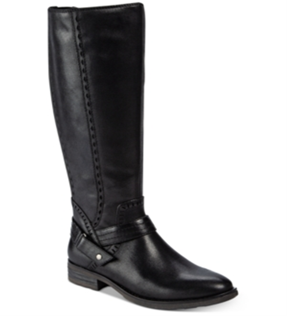 Baretraps Women's Abram WC Faux Leather Wide Calf Riding Boots Black Size 5.5