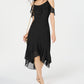 INC International Concepts Women's Spaghetti Strap Midi Sheath Evening Dress Black Size 4