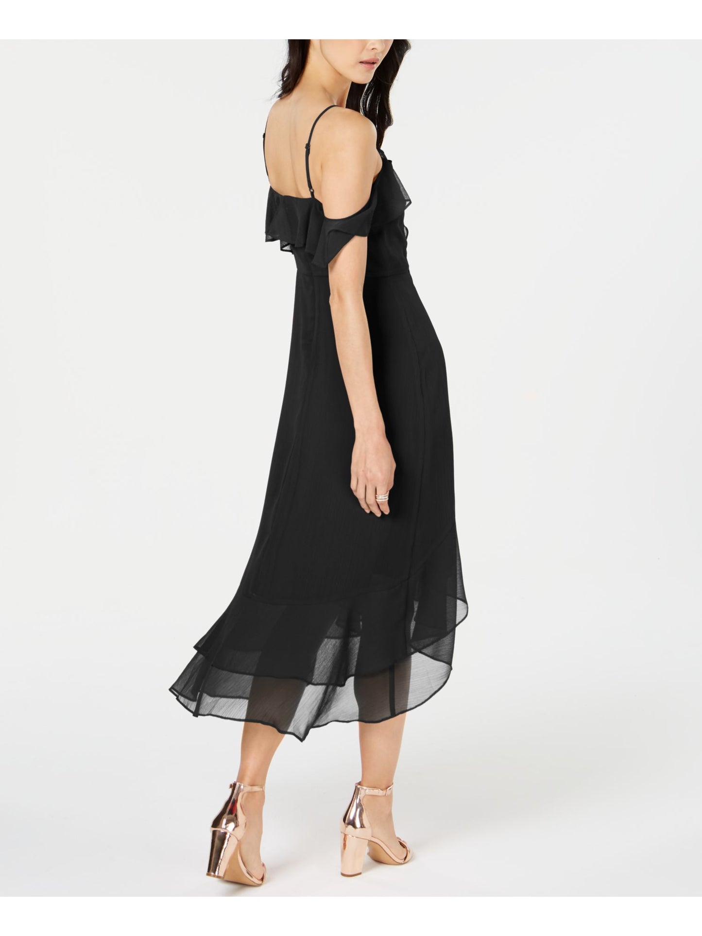 INC International Concepts Women's Spaghetti Strap Midi Sheath Evening Dress Black Size 4