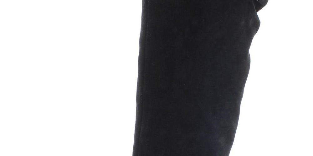 INC International Concepts Women's Gerii Suede Pointed Toe Knee High Boots Black Size 5 M