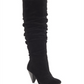 INC International Concepts Women's Gerii Suede Pointed Toe Knee High Boots Black Size 5 M