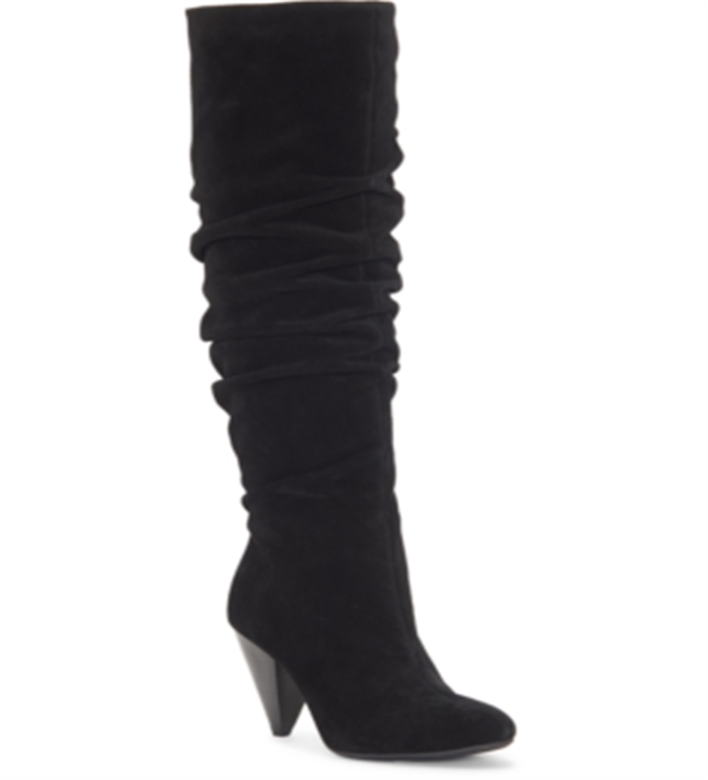 INC International Concepts Women's Gerii Suede Pointed Toe Knee High Boots Black Size 5 M