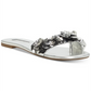 INC International Concepts Women's Millay Floral Slip on Flat Sandals Silver Size 8 M