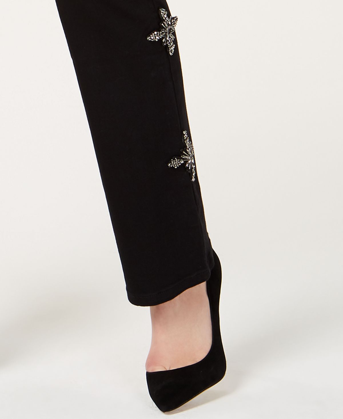 INC International Concepts Women's Rhinestone-Embellished Bootcut Jeans Black Size 4