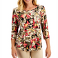 JM Collection Women's 3/4 Sleeve Top Green Size X-Small