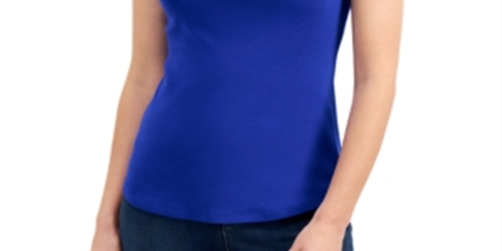 Charter Club Women's Supima Cotton Scoop Neck Tank Top Blue Size Medium