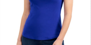 Charter Club Women's Supima Cotton Scoop Neck Tank Top Blue Size Medium