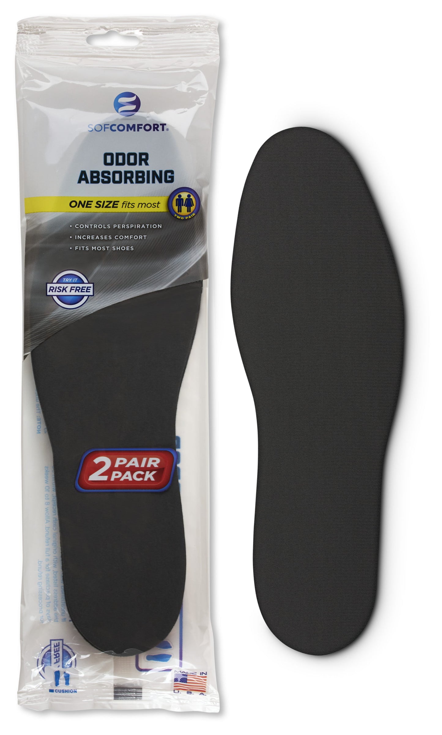 Sofcomfort Men's Odor Attacking Insole Black One Size