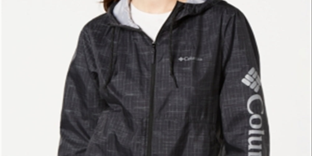 Columbia Women's Flash Forward Printed Windbreaker Jacket Black Size Medium