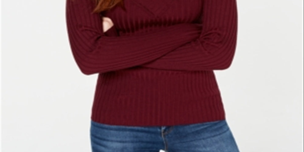 Freshman Women's Knit Ribbed Pullover Sweater Maroon Size X-Small