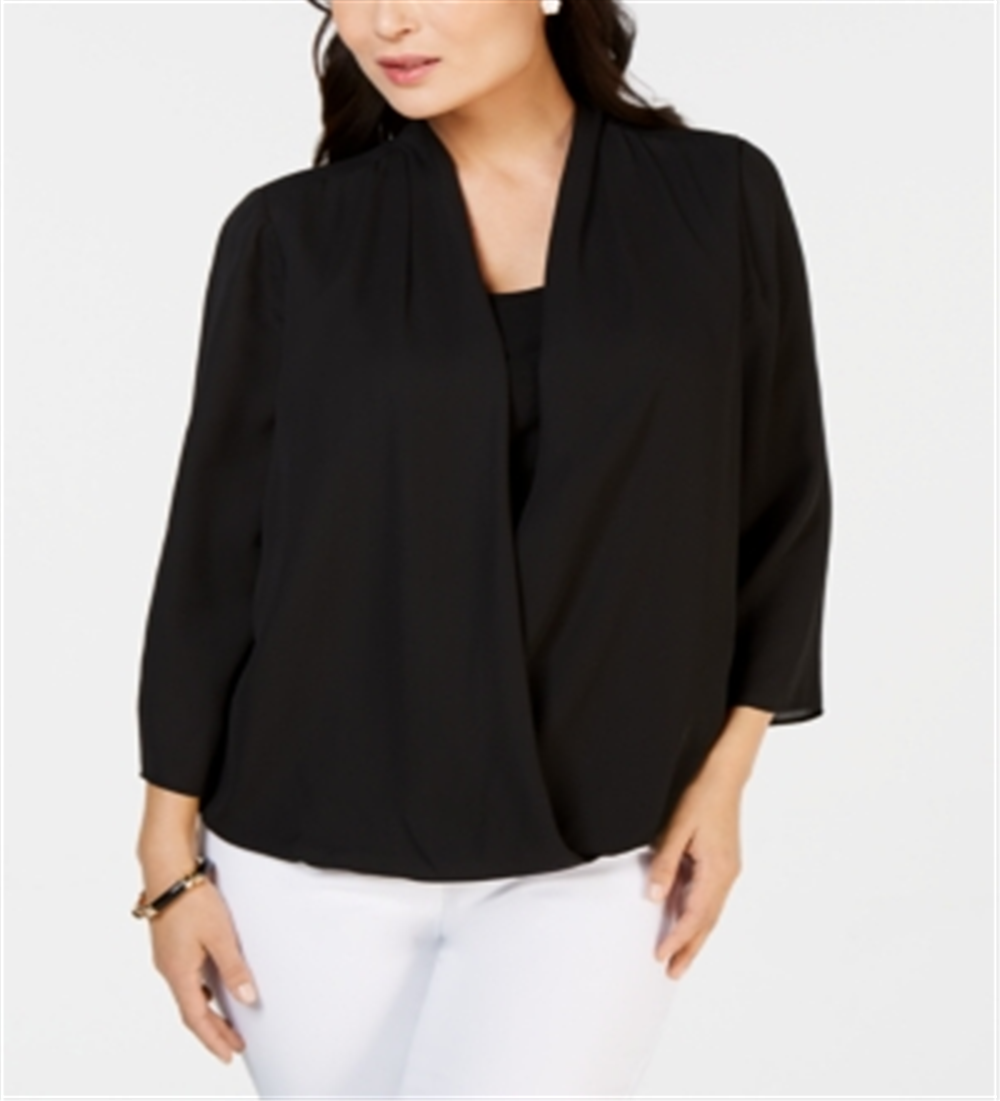 Charter Club Women's Surplice Top Black Size XX-Large