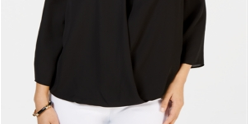 Charter Club Women's Surplice Top Black Size XX-Large