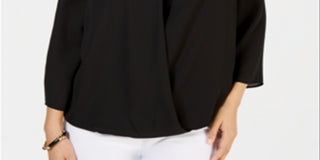 Charter Club Women's Surplice Top Black Size XX-Large