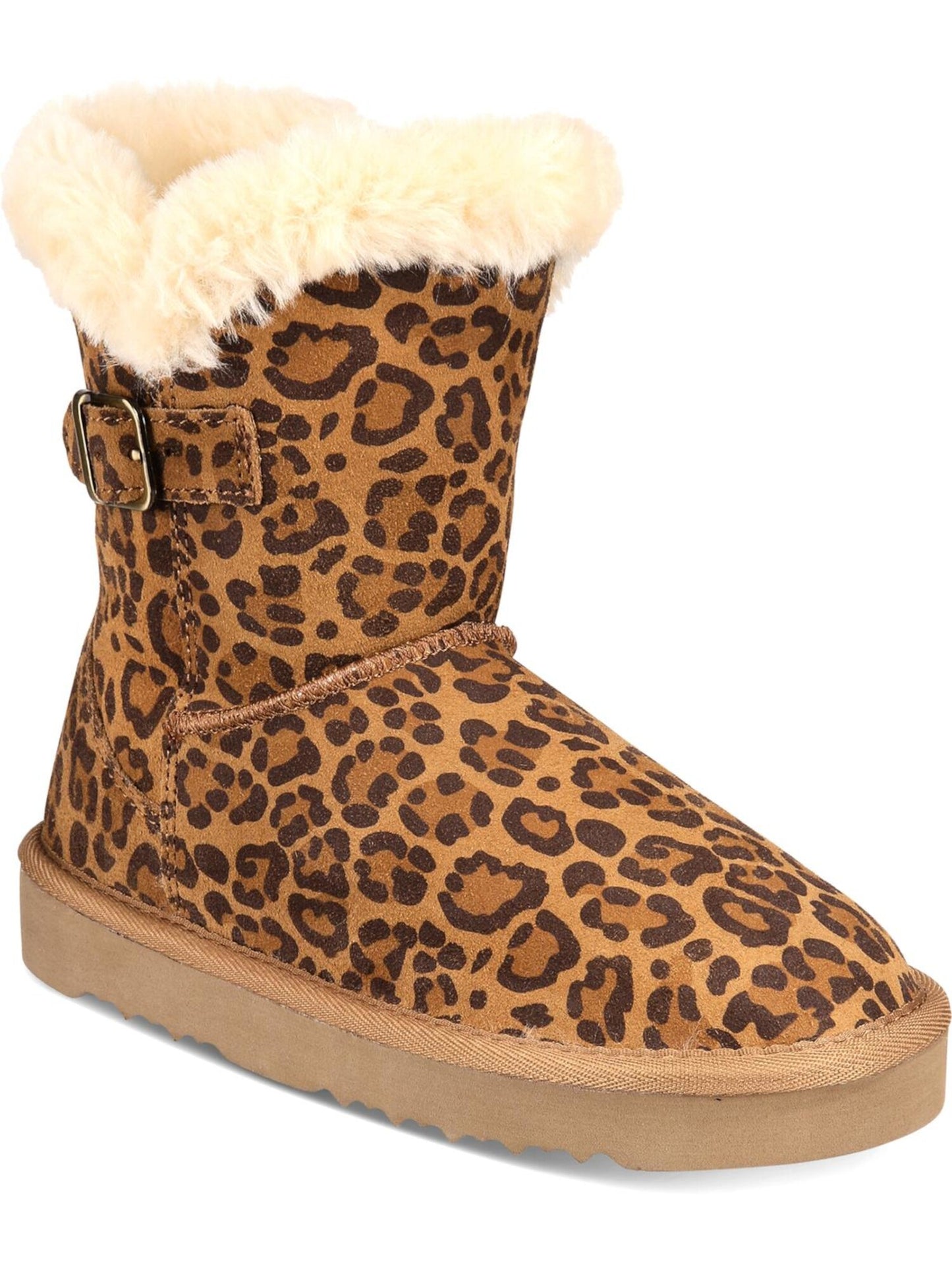 Style & Co Women's Animal Print Platform Fur Trim Tiny Round Toe Booties Brown Size 10 M