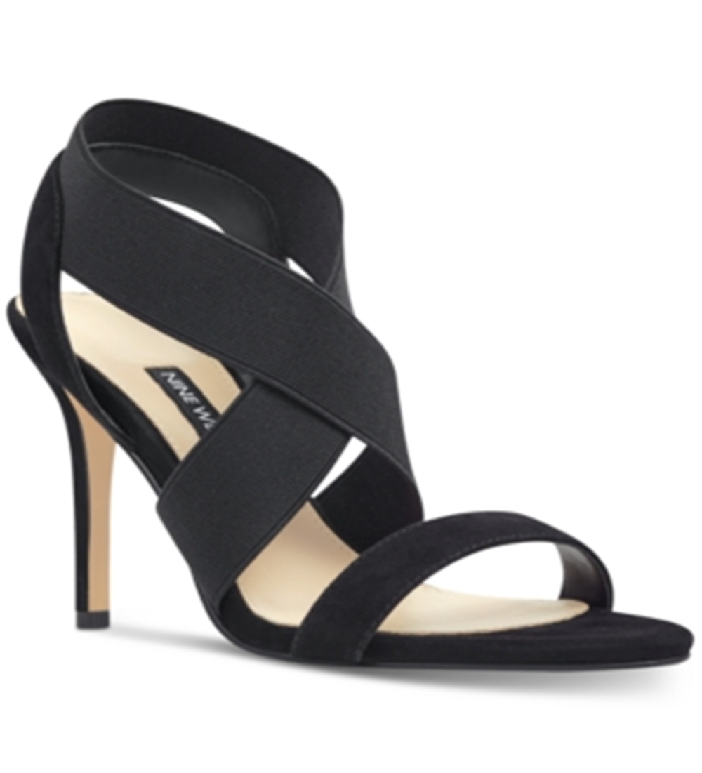 Nine West Women's Maya Fabric Open Toe Casual Slingback Sandals Black Size 9 M