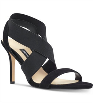 Nine West Women's Maya Fabric Open Toe Casual Slingback Sandals Black Size 9 M