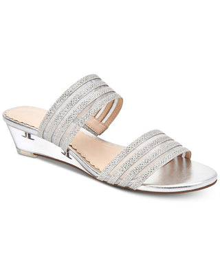 Charter Club Women's Graceyy Open Toe Glitter Wedge Sandals Gray Size 7.5 M