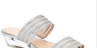 Charter Club Women's Graceyy Open Toe Glitter Wedge Sandals Gray Size 7.5 M