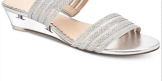 Charter Club Women's Graceyy Open Toe Glitter Wedge Sandals Gray Size 7.5 M